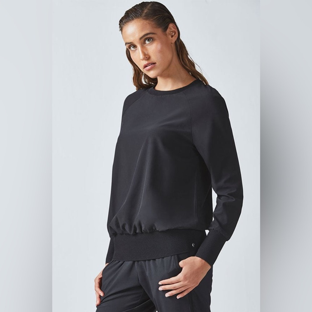 Fabletics Womens Crewneck Lola Long Sleeve Keyhole Cutout Top Black‎ Sz S